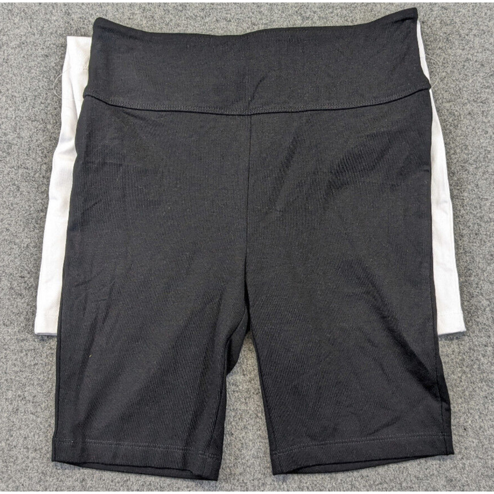 Nordstrom Kids High Waisted Bike Shorts Two Pack Black-White Girls XL 14/16 NWT
